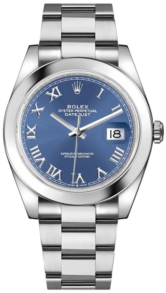 Rolex Datejust 41 Blue Roman Numeral Dial Men-s Watch 126300