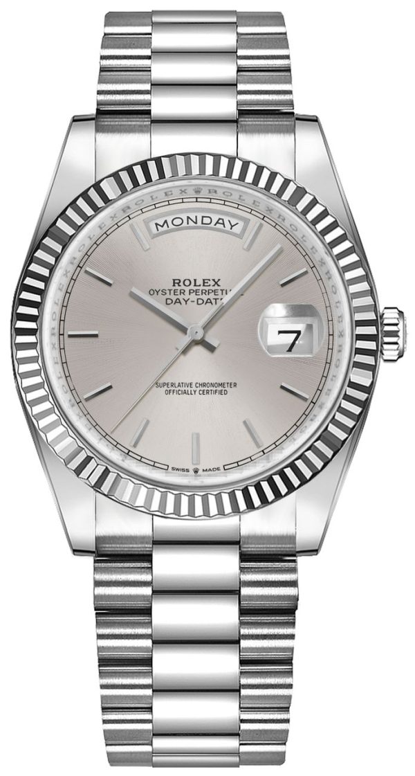 Rolex Day-Date 36 18k White Gold Women-s Watch 128239
