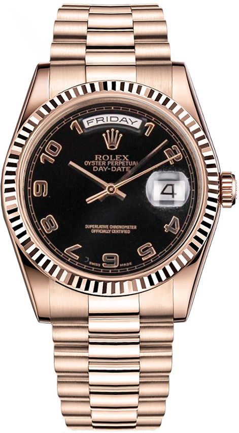 Rolex Day-Date 36 Fluted Bezel Gold Watch 118235