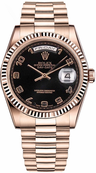 Rolex Day-Date 36 Fluted Bezel Gold Watch 118235