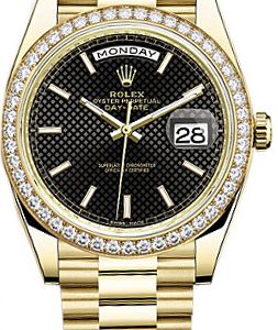 Rolex Day-Date 40 Black Dial Men-s Gold Watch 228348RBR