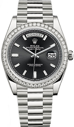 Rolex Day-Date 40 Black Dial White Gold Men-s Watch 228349RBR