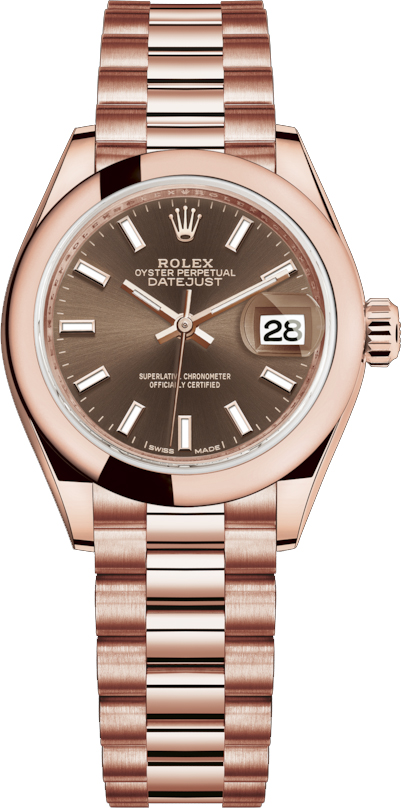 Rolex Lady-Datejust 28 Rose Gold President Bracelet Women-s Watch 279165