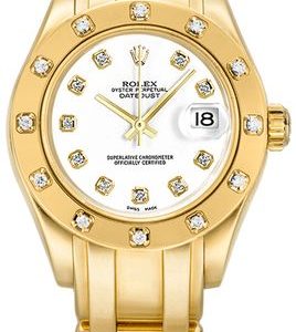 Rolex Pearlmaster Solid Gold White Diamond Women-s Watch 80318
